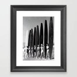 Surfers, Vintage Black and White Art Framed Art Print