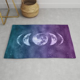 Lunar Moon Phases - Teal and Purple Area & Throw Rug