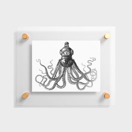 Octopus in Diving Helmet | Deep Sea Divers Helmet | Vintage Octopus | Tentacles | Black and White | Floating Acrylic Print