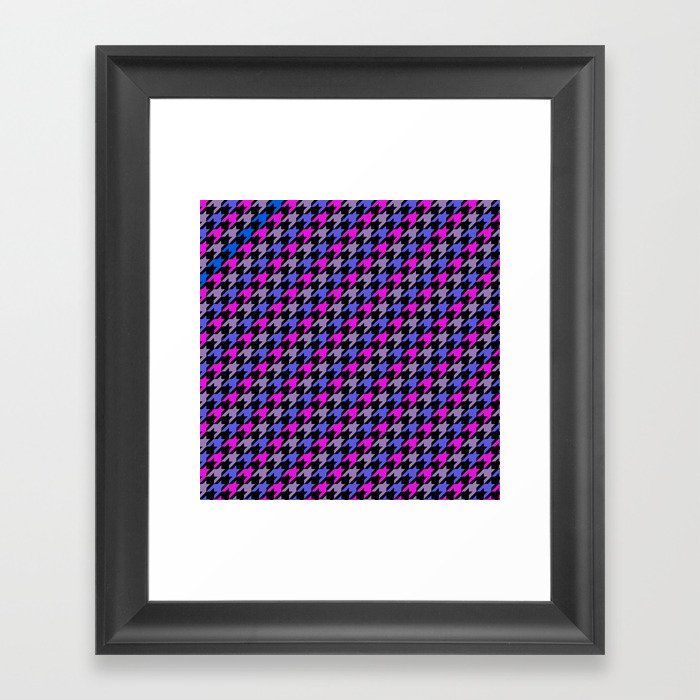 Pink, Purple, and Blue Houndstooth Framed Art Print