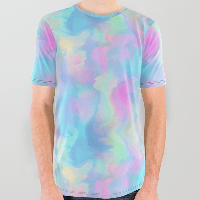 Y2K Cotton Candy Marble All Over Graphic Tee