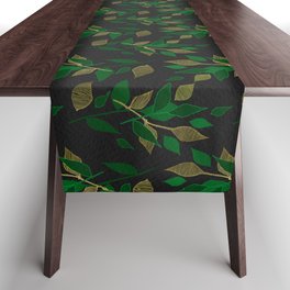 Green and Gold Leaf Foliage Table Runner
