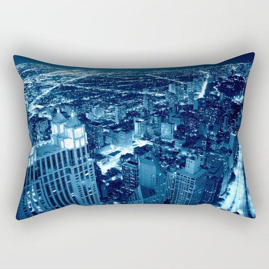 Chicago Nights Blue Rectangular Pillow