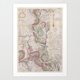 Harold N. Fisk Plate 22-13 Mississippi River Meander Belt Art Print