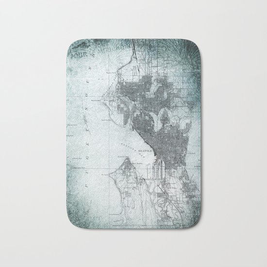 Vintage Seattle City Map Bath Mat