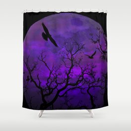Purple Gothic Moon Shower Curtain