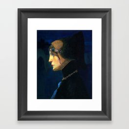 Head of a Lady in Medieval Costume by Lucien Victor Guirand de Scevola (c.1900) Framed Art Print