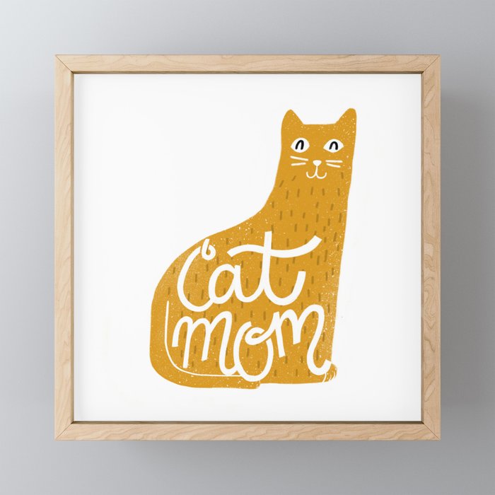 Cat Mom in Mustard Framed Mini Art Print