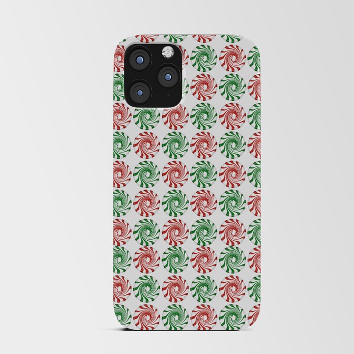 Peppermint swirl candies on white iPhone Card Case