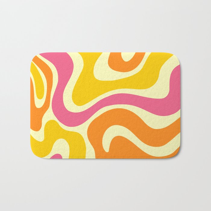 Warped Swirl Marble Pattern (pink/orange/yellow) Bath Mat