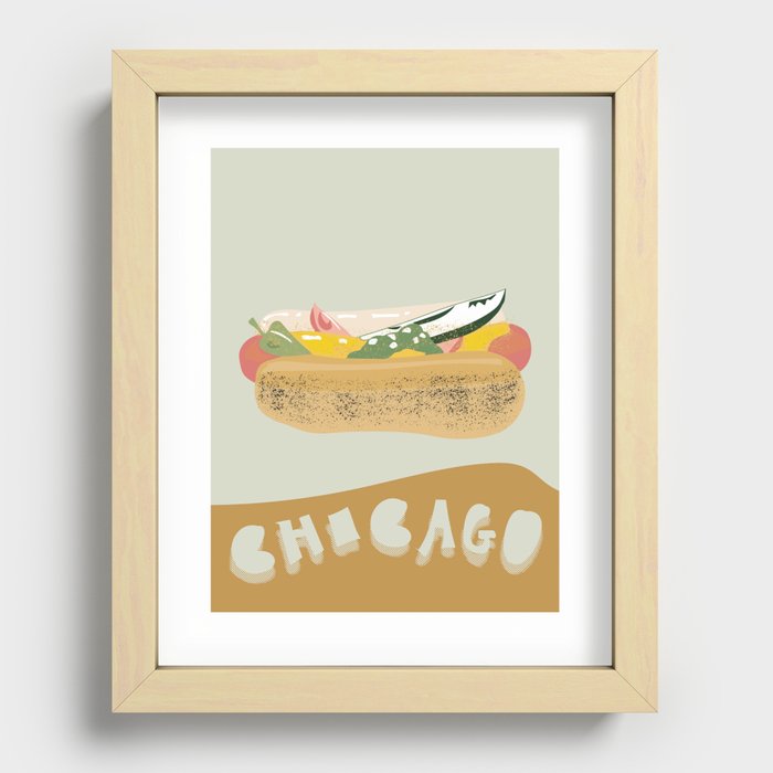 Chicago post card Recessed Framed Print