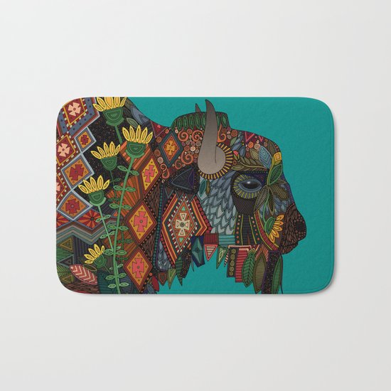 bison teal Bath Mat