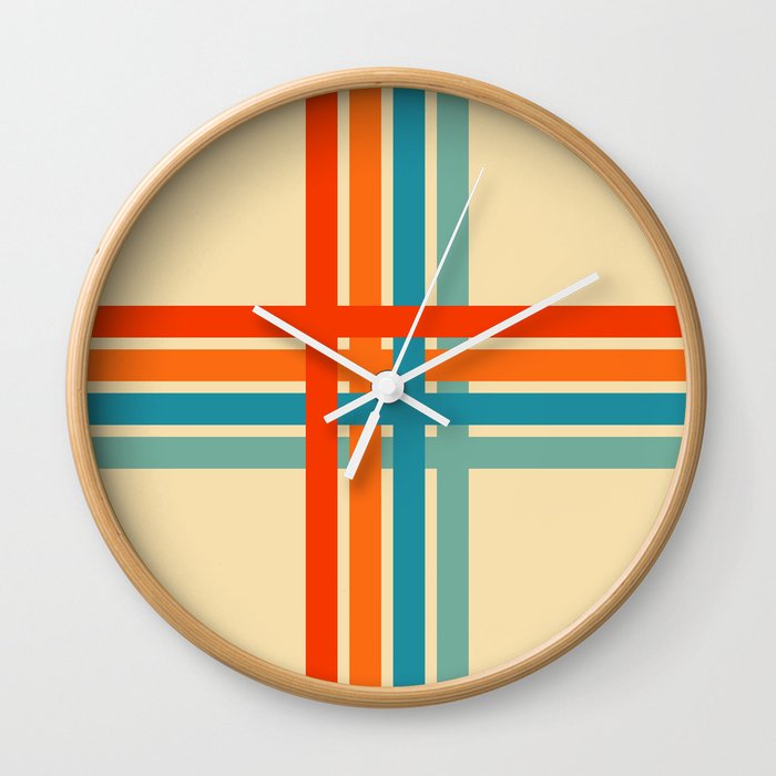 Retro Cross Stripes 02 Wall Clock