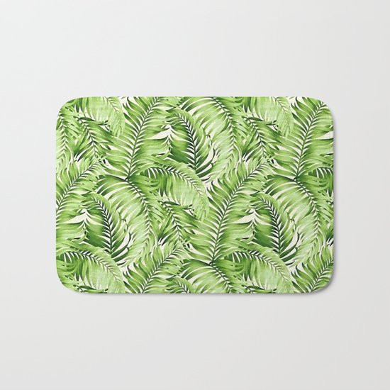 Greenery palm leaves Bath Mat