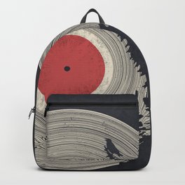 Forest Silence Vinyl Backpack | Music, Psychedelic, Silhouette, Mountains, Woods, Dub, Drawing, Ink Pen, Vibes, Digital 