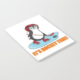 It's Hockey Time Cute Penguin Playing Ice Hockey Notebook