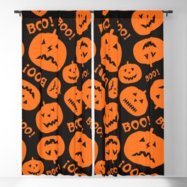 Halloween Boo Jack-O-Lanterns Black & Orange Blackout Curtain