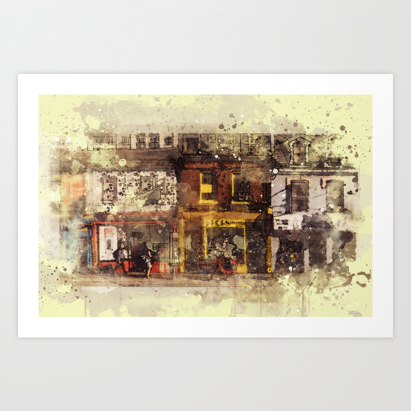 Nyc Brooklyn Soho Watercolor Painting Street Rustic Abstract