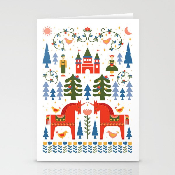 Scandinavian Fairytale - Green + Red Stationery Cards