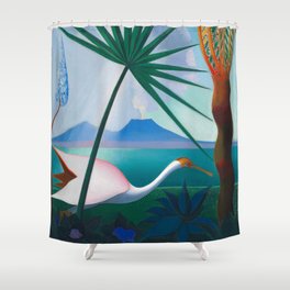 Neapolitan Song, Mount Vesuvius Italian seascape painting by Joseph Stella Shower Curtain