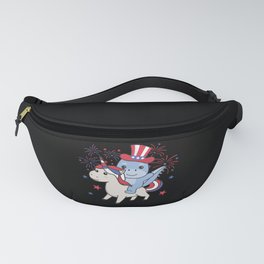 Dino With Unicorn For Fourth Of July Fireworks Fanny Pack