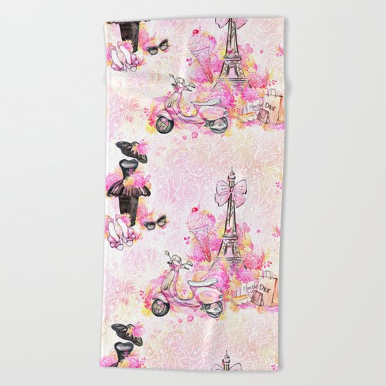 Fashion and Paris #1 Beach Towel