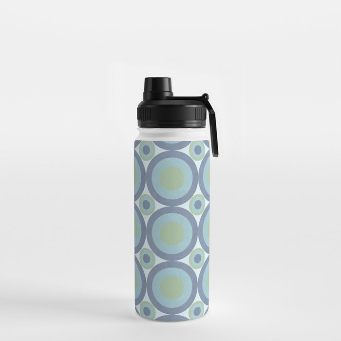 Blue 60s Inspired Geometric Pattern   Water Bottle
