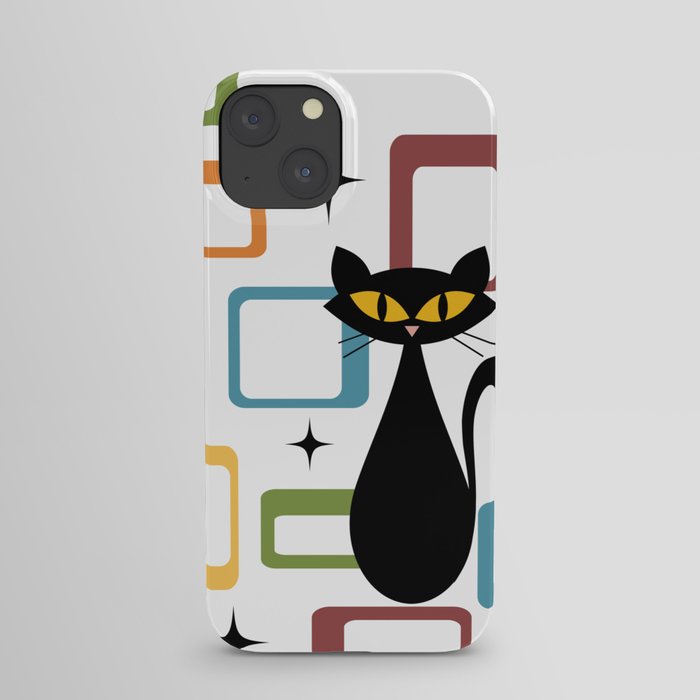 Mid Century black cat iPhone Case