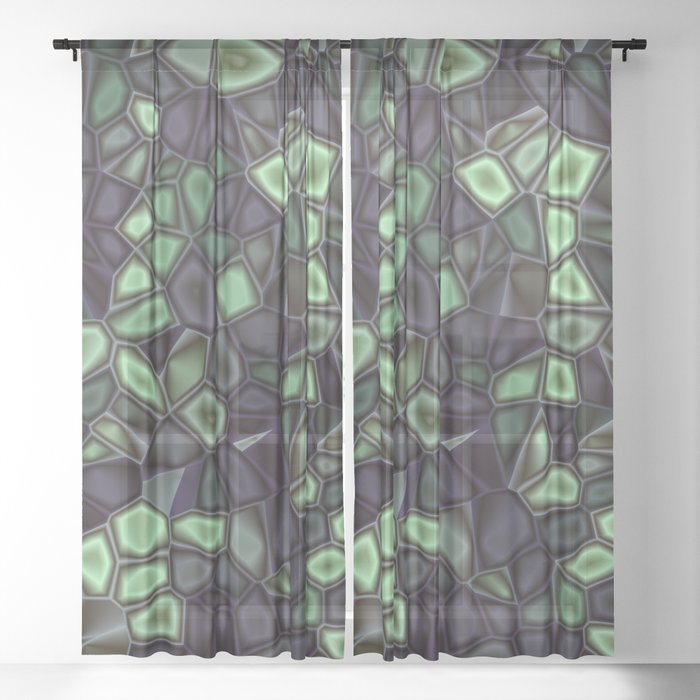 Fractal Gems 04 - Emerald Dreams Sheer Curtain