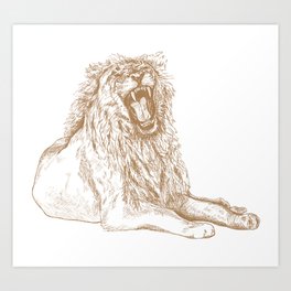 Back Off, Please in Gold | Roaring Lion Drawing Art Print