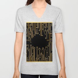 Technology Golden Design V Neck T Shirt