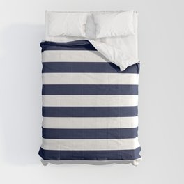 Nautical Navy Blue and White Stripes Comforter