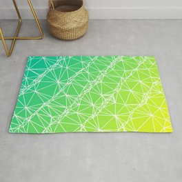 Yellow to Green Geometric Wireframe Abstract Pattern Design Area & Throw Rug