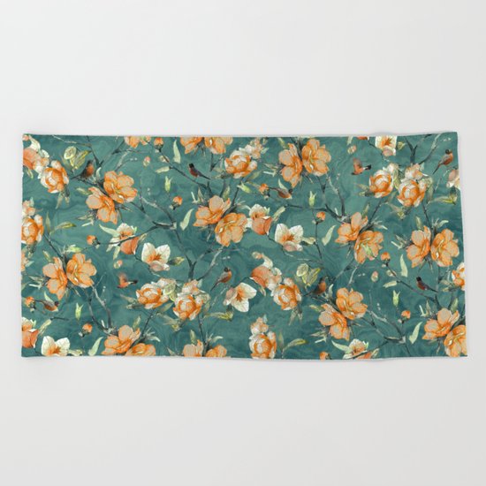 Flowers & Birds Beach Towel