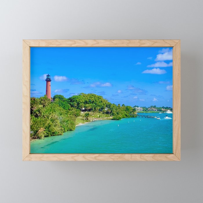 jupiter lighthouse Framed Mini Art Print