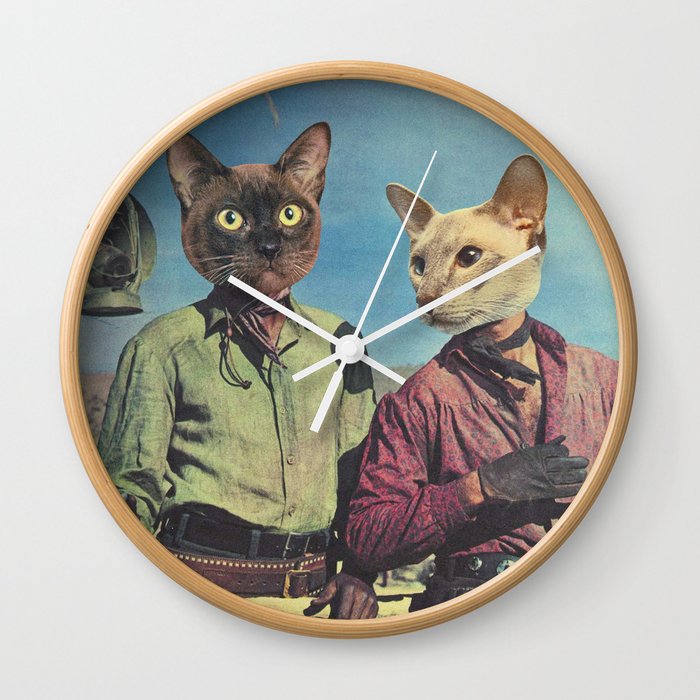 Cowboy Cats - Double trouble Wall Clock