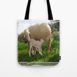 Lamb Suckling From An Ewe Tote Bag