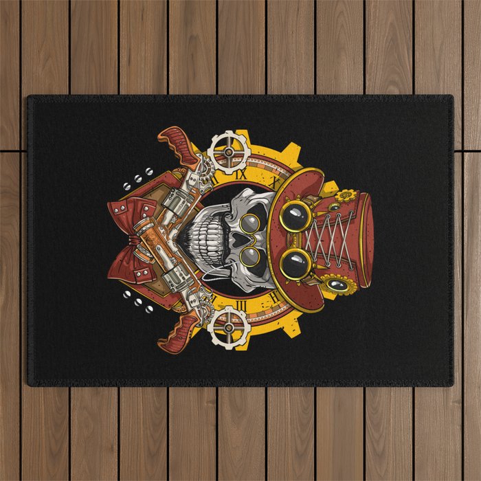 Steampunk Skull Outdoor Rug