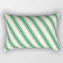 [ Thumbnail: Beige & Sea Green Colored Stripes Pattern Rectangular Pillow ]