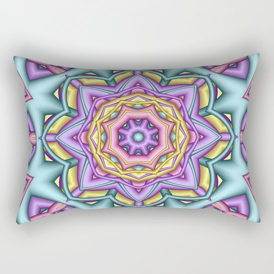 Pastel floral fantasy kaleidoscope Rectangular Pillow