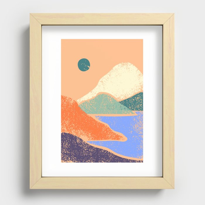 Abstract mountain landscape painting art print Recessed Framed Print
