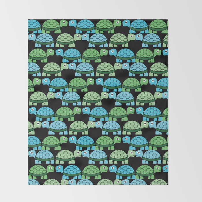 Turtle Pattern Black Blue Green Throw Blanket By Thelightfield Society6