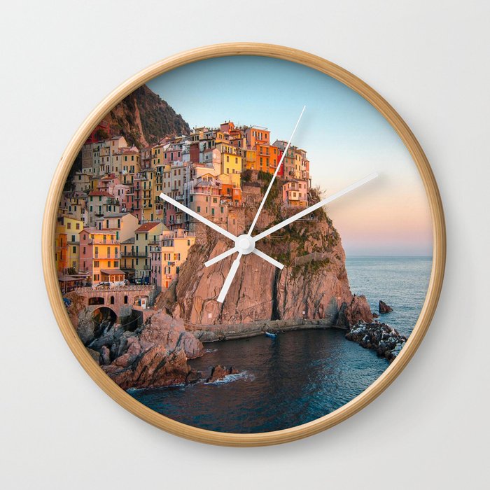 Italy Photography - Beautiful Town By The Shore Of Italy Wall Clock