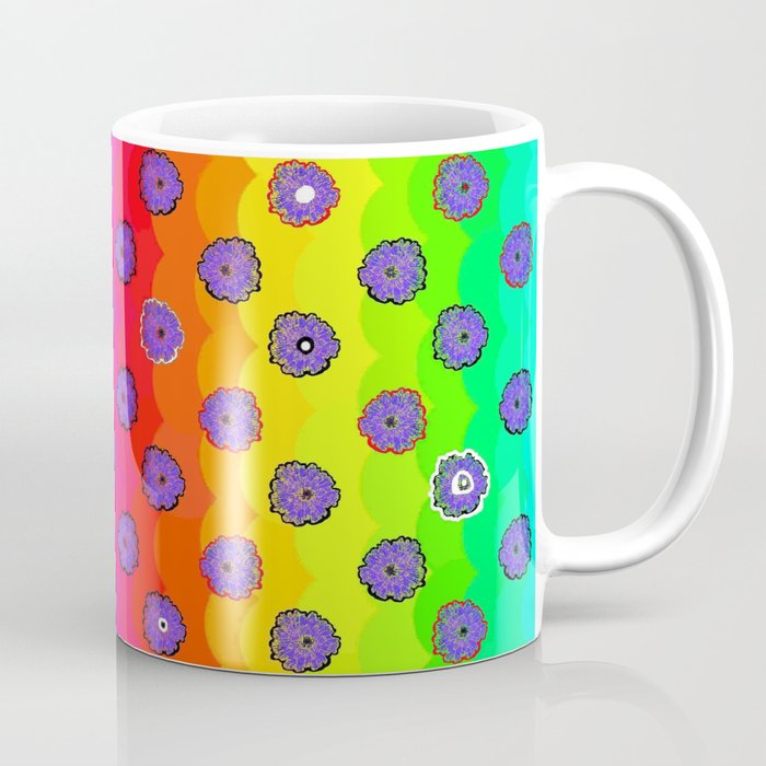 Rainbow and purple flowers Coffee Mug