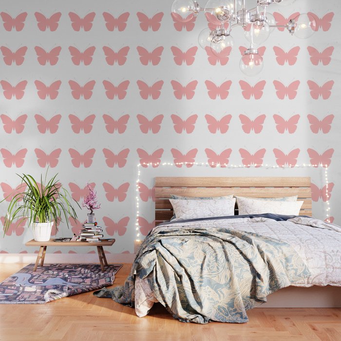 Pink Butterfly Design Wallpaper