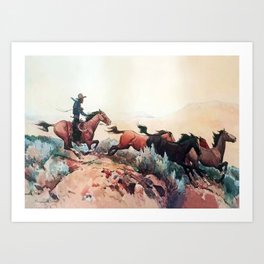 “Come A-Runnin” Western Art by Maynard Dixon Art Print