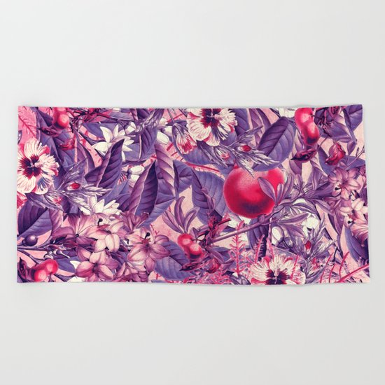 flowers 9 purple Beach Towel
