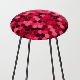  Red & Brown Color Hexagon Honeycomb Design Counter Stool