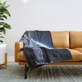 Astronaut on the Moon with beer Throw Blanket