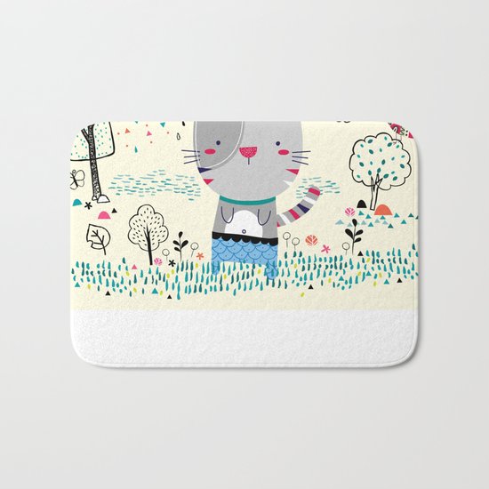 Cat in the Garden Bath Mat